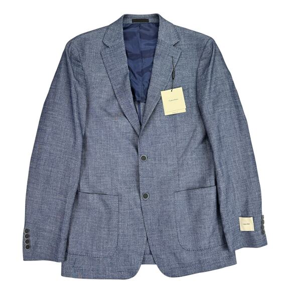 Calvin Klein Mens Mariano Slim Fit Stretch Sport Coat Navy Blue 40L